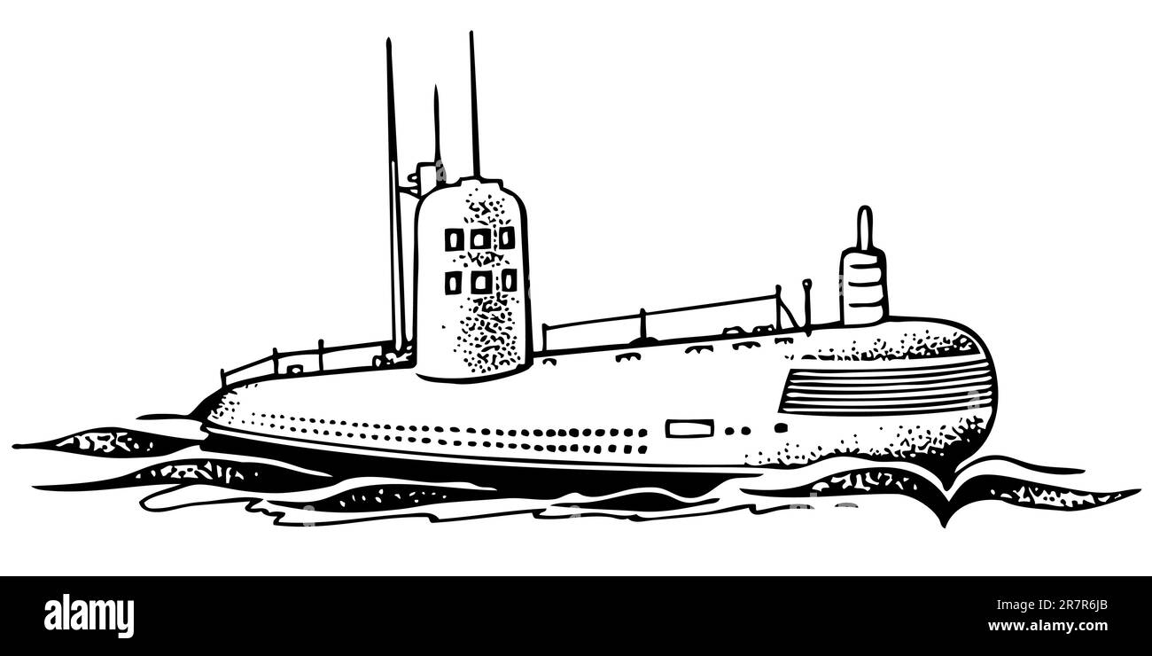 Sous-marin nucléaire en mer Illustration de Vecteur