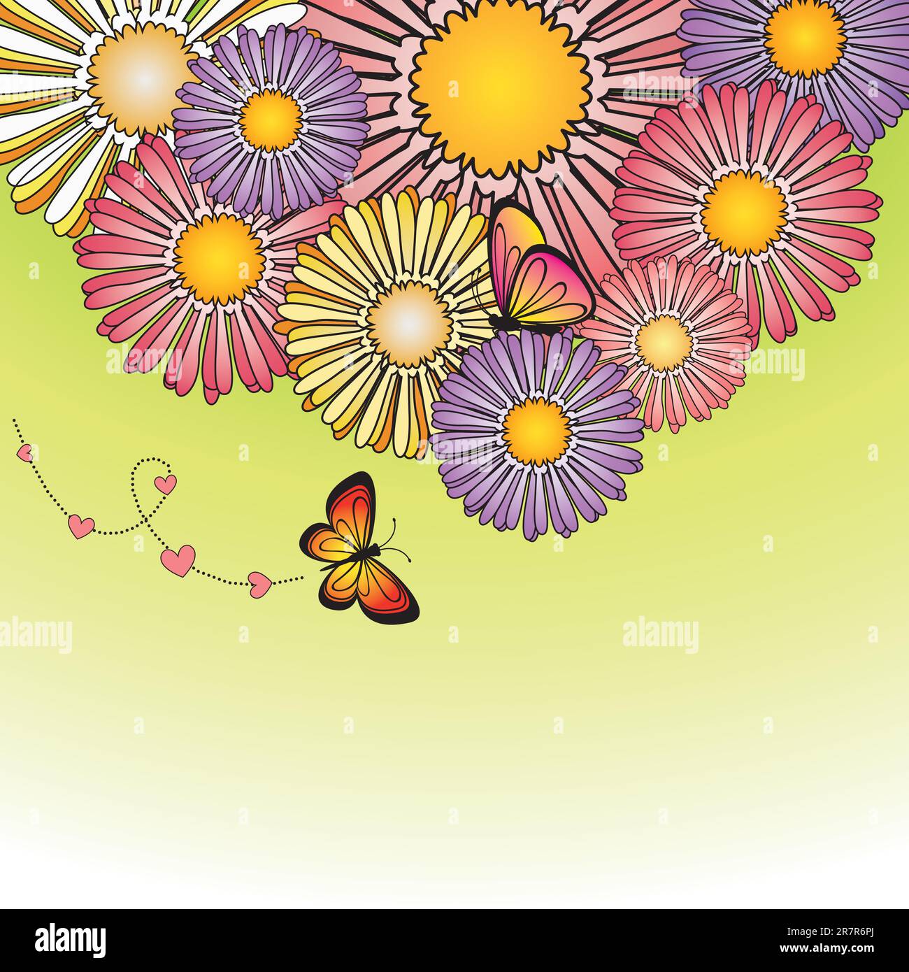 Fleur et papillon colorés au printemps Illustration de Vecteur