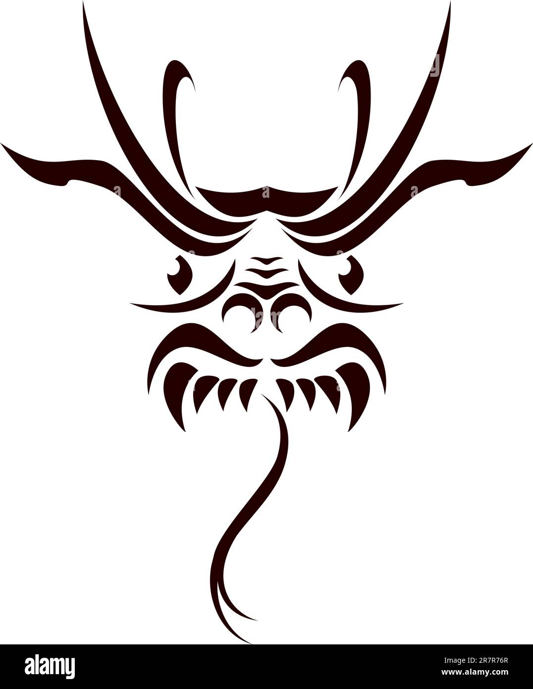 Tatouage dragon tribal. Illustration vectorielle sur fond blanc. Illustration de Vecteur