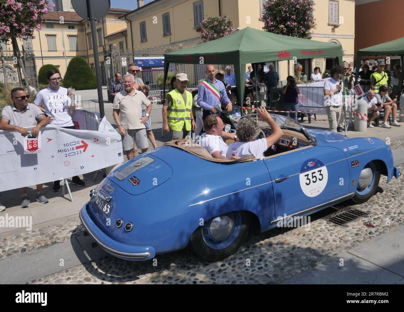 1000 miles, course annuelle de voiture rétro. Dernière étape spéciale à Brescia, Lombardie, Italie Banque D'Images