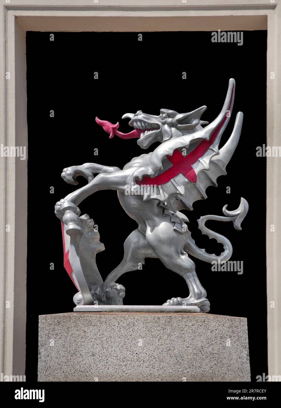 Les statues de la ville de London Dragon marquent les frontières de la ville « intérieure » de Londres, le secteur bancaire. Banque D'Images