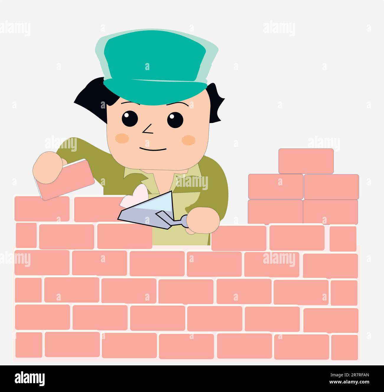 Bricklayer pose des briques Illustration de Vecteur