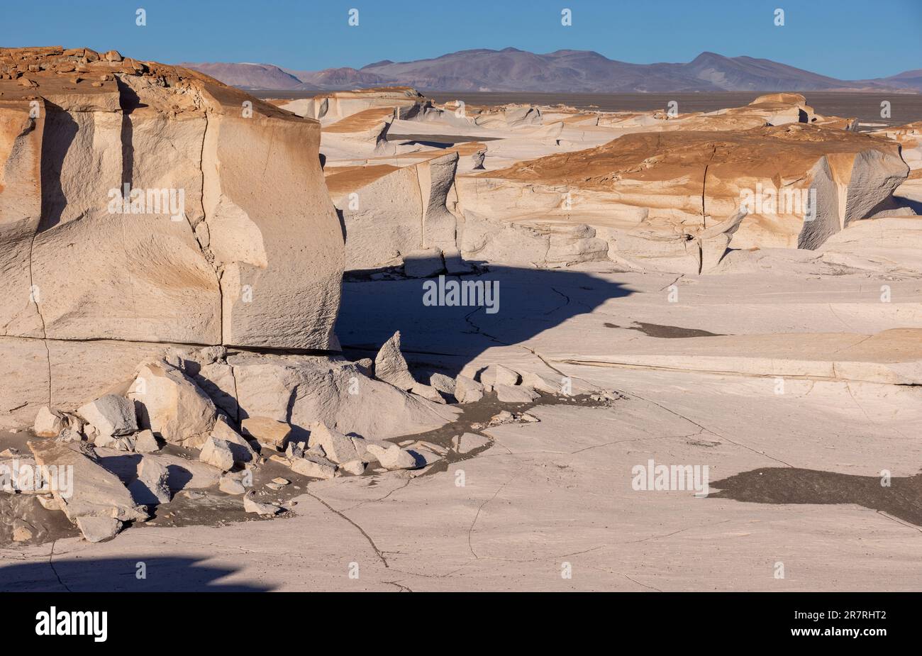 PUNA - Campo de Piedra Pomez, un paysage bizarre mais beau dans les hauts plateaux argentins avec un champ de pierre ponce, des roches volcaniques et des dunes de sable Banque D'Images