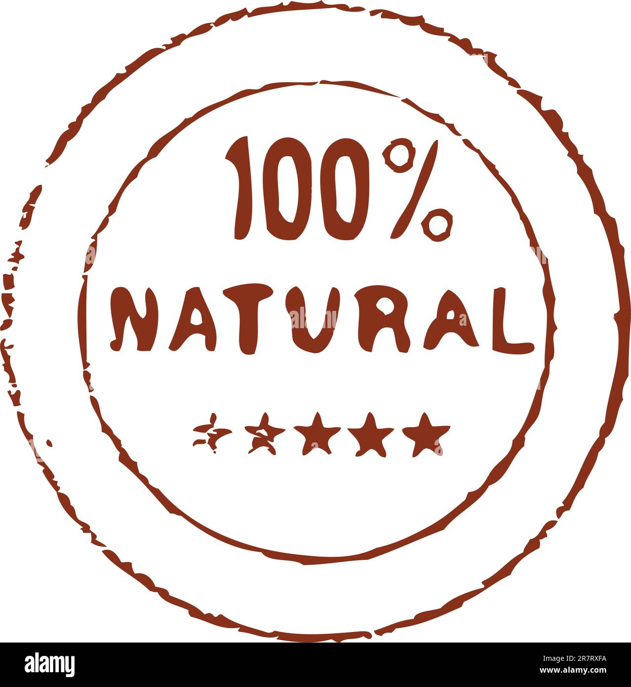 Illustration du tampon d'encre grungy naturel à cent pour cent - vecteur  Image Vectorielle Stock - Alamy