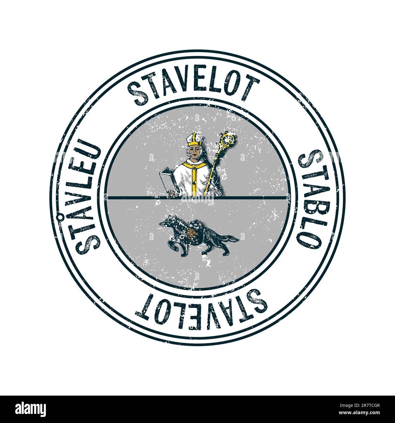 Stavelot, Belgique ville vecteur grunge tampon caoutchouc sur fond blanc Banque D'Images
