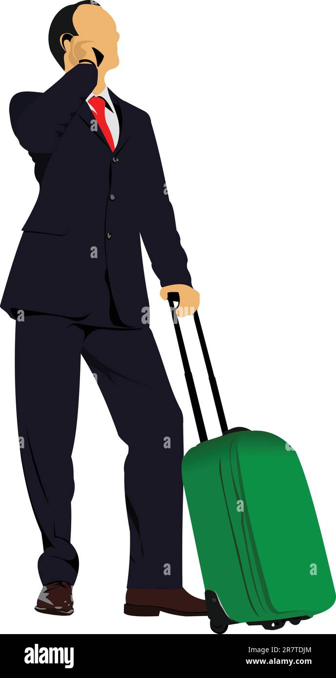 L'homme d'affaires avec valise. Vector illustration Illustration de Vecteur