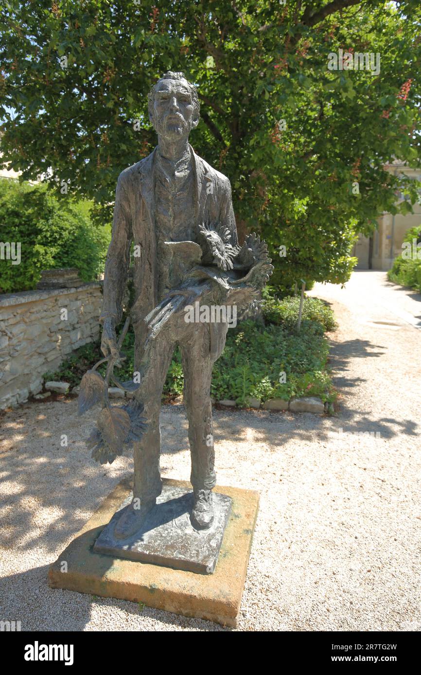 Sculpture de Vincent van Gogh, Saint-Paul-de-Mausole, Saint-Rémy-de-Provence, St, Statue, Provence, Alpilles, Bouches-du-Rhône, France Banque D'Images