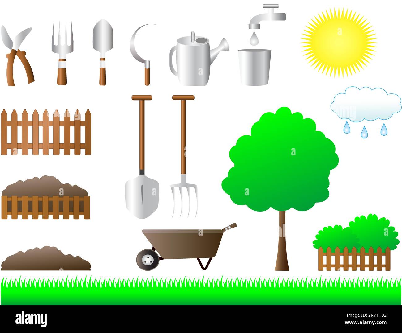 ensemble d'outils colorés pour l'équipement de maison et de jardin Illustration de Vecteur