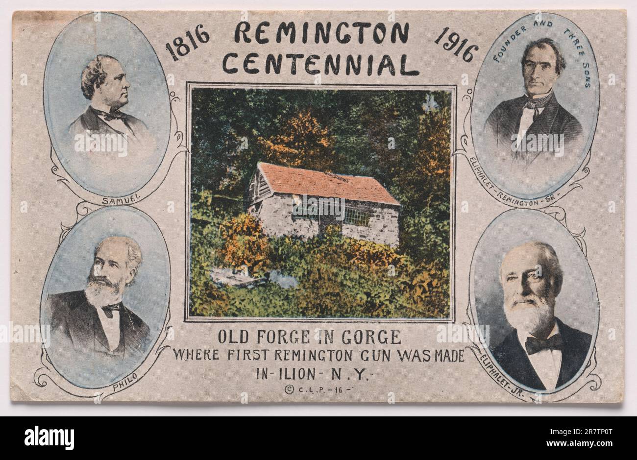 Carte postale du centenaire de Remington 1916 Banque D'Images