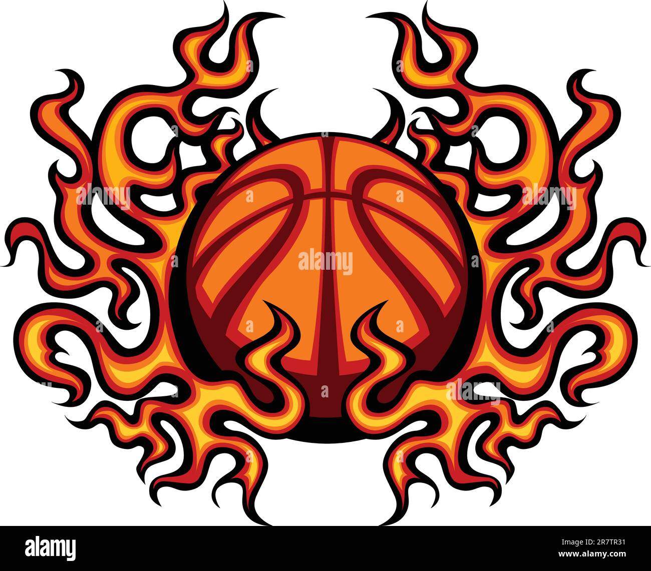 Modèle d'image graphique vectoriel de basket-ball avec Flames Illustration de Vecteur Modèle d'image graphique vectoriel de basket-ball avec Flames Illustration de Vecteur
