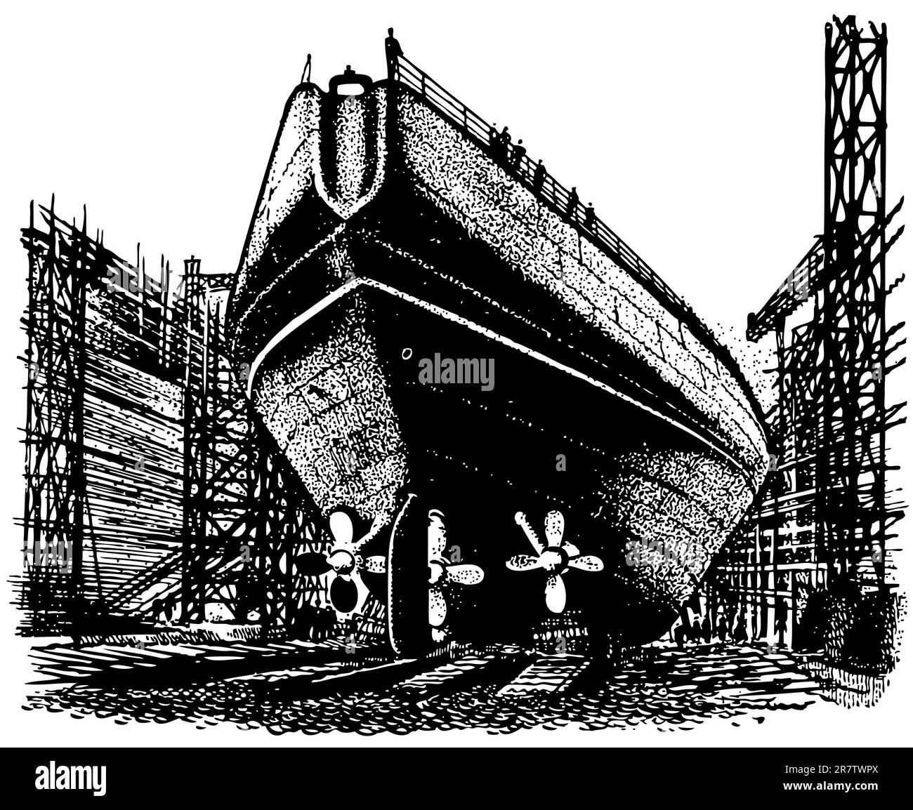 Navire dans le chantier naval Illustration de Vecteur