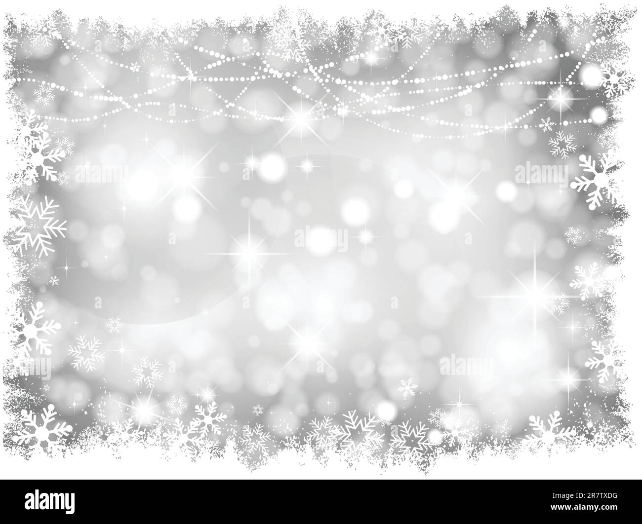 Feux d'argent décoration fond de Noël avec snowy border Illustration de Vecteur