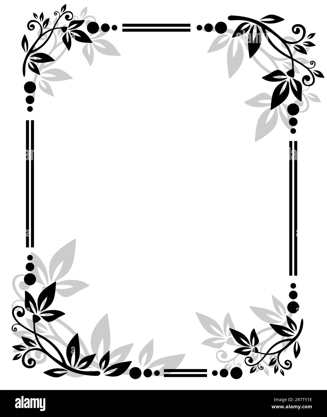 Cadre de fleurs stylisées isolé sur fond blanc. Illustration de Vecteur