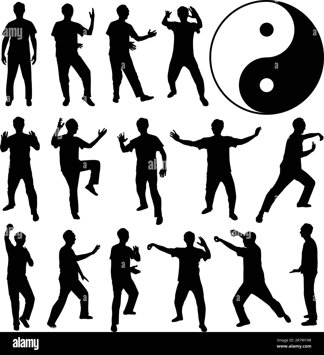 Un ensemble de silhouette humaine faisant de l'exercice. Illustration de Vecteur