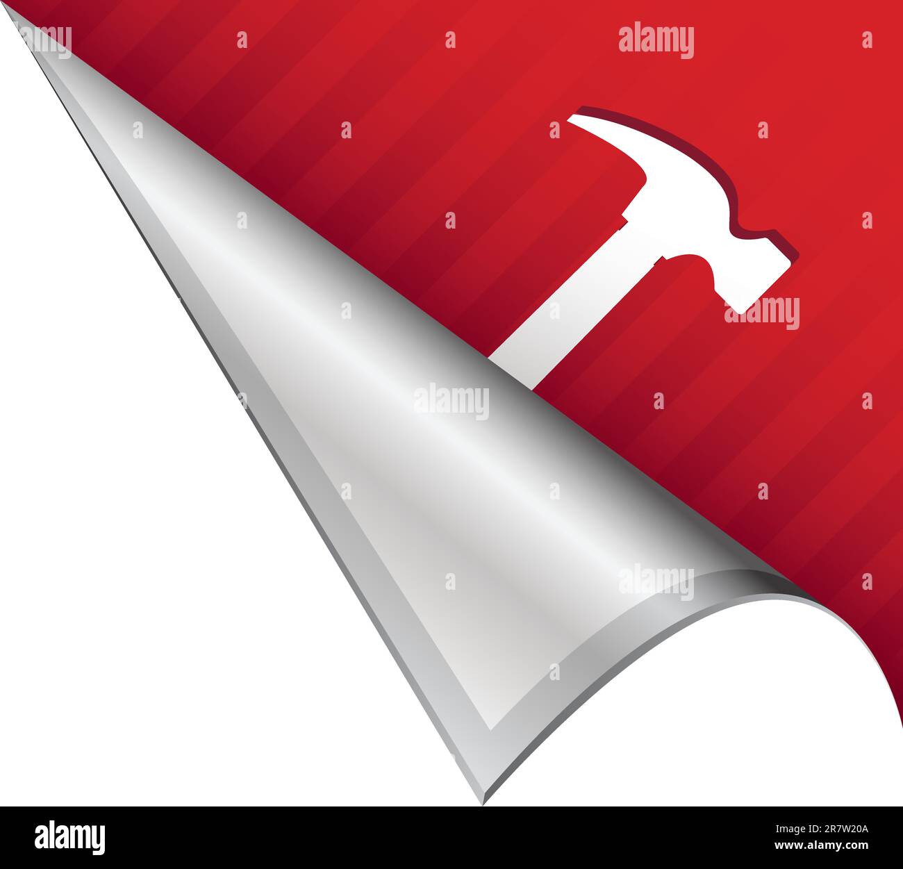 Icône en forme de marteau ou d'outil sur la languette d'angle dételée vectorielle adaptée à une utilisation dans l'impression, sur des sites Web ou dans des supports publicitaires. Illustration de Vecteur