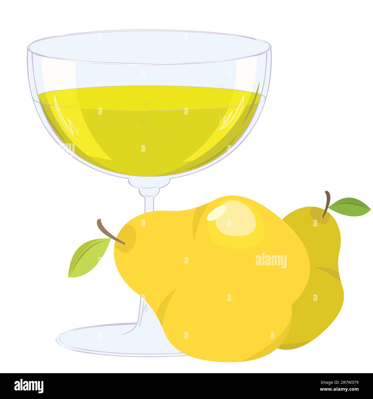 Tasse avec limonade bouillonnante et les poires sur fond blanc. Vector illustration Illustration de Vecteur