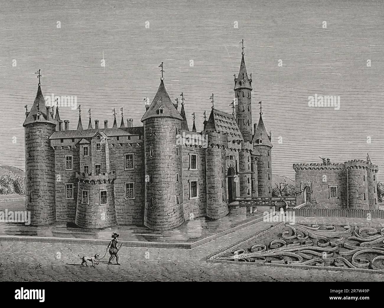 France. Château de Marcoussis, près de Rambouillet, ca. 17th siècle. Gravure. 'Les Arts au Moyen Age et l'Epoque de la Renaissance', par Paul Lacroix. Paris, 1877. Banque D'Images