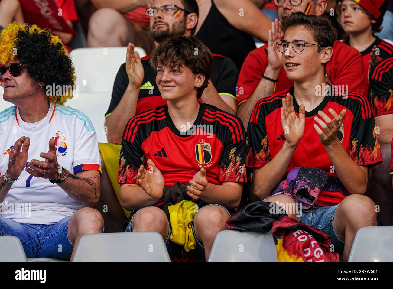 BRUXELLES, BELGIQUE - JUIN 17 : les fans de la Belgique lors du groupe D - UEFA EURO 2024 partie de qualification entre la Belgique et l'Autriche au stade du Roi Baudouin sur 17 juin 2023 à Bruxelles, Belgique (photo de Joris Verwijst/Orange Pictures) Banque D'Images