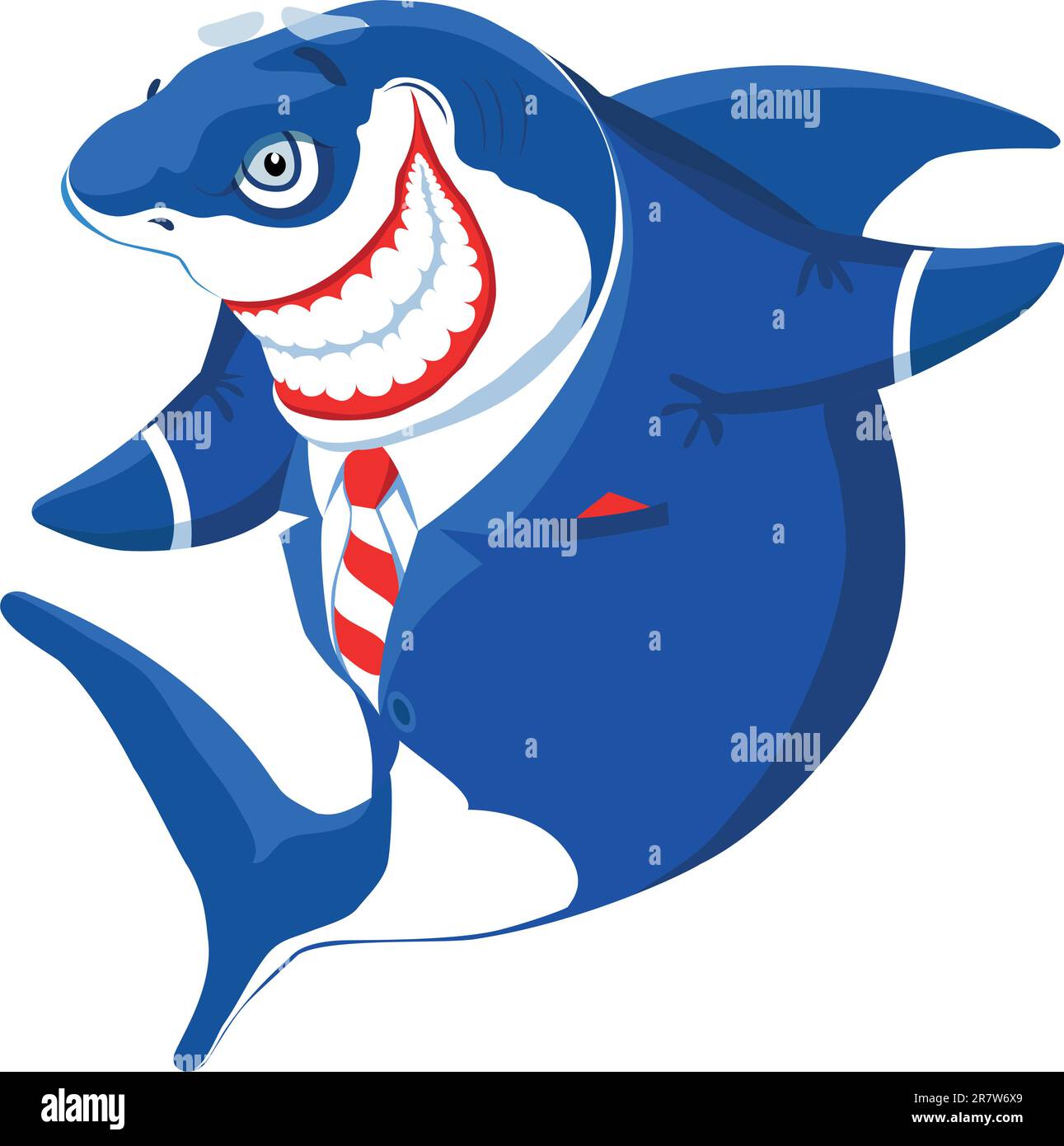 Dessin animé sourire requin dans le costume. Illustration vectorielle Illustration de Vecteur