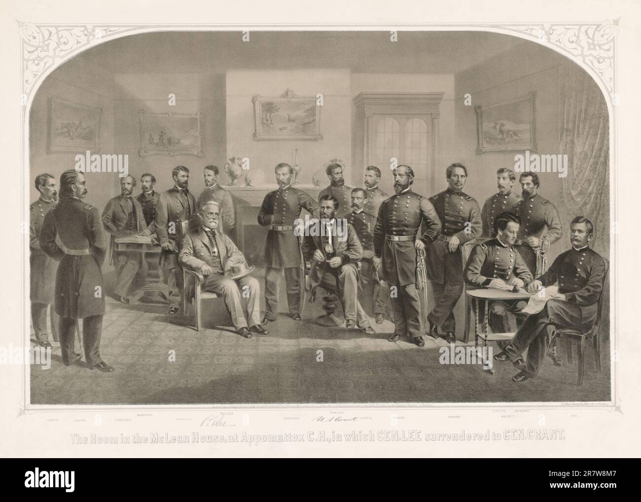 La salle de la Maison McLean, au Palais de justice de l'Appomattox, dans laquelle le général Lee se rend à la concession générale 1867 Banque D'Images