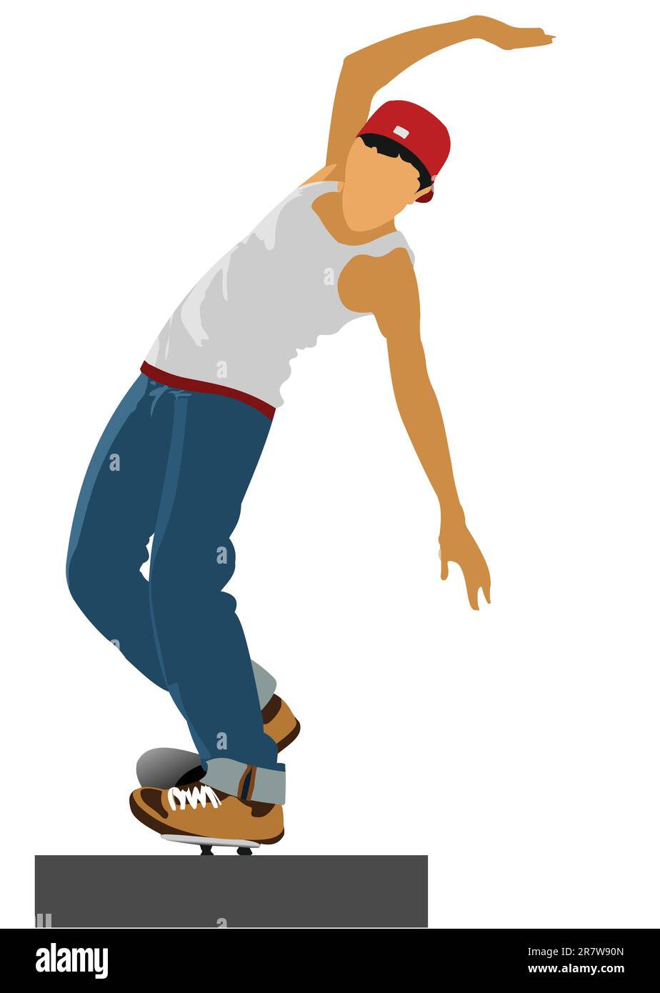 Adolescent sur planche. Vector illustration Illustration de Vecteur