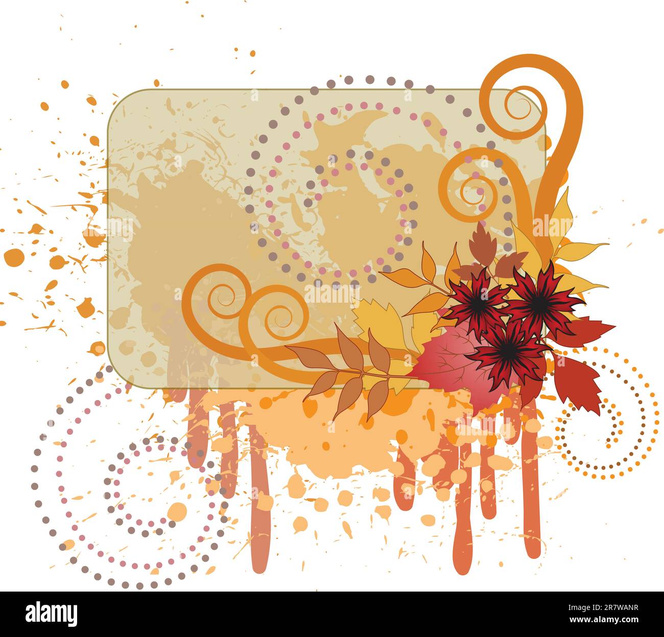 feuilles et fleurs d'automne sur fond blanc Illustration de Vecteur