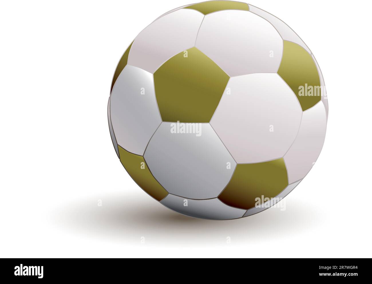 ballon de football avec partie de pentagone dorée sur fond blanc - vecteur Illustration de Vecteur