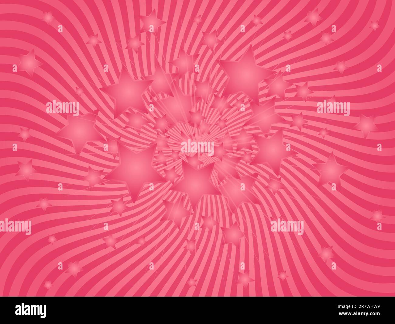 Arrière-plan avec des rayons ondulés roses et des étoiles Illustration de Vecteur