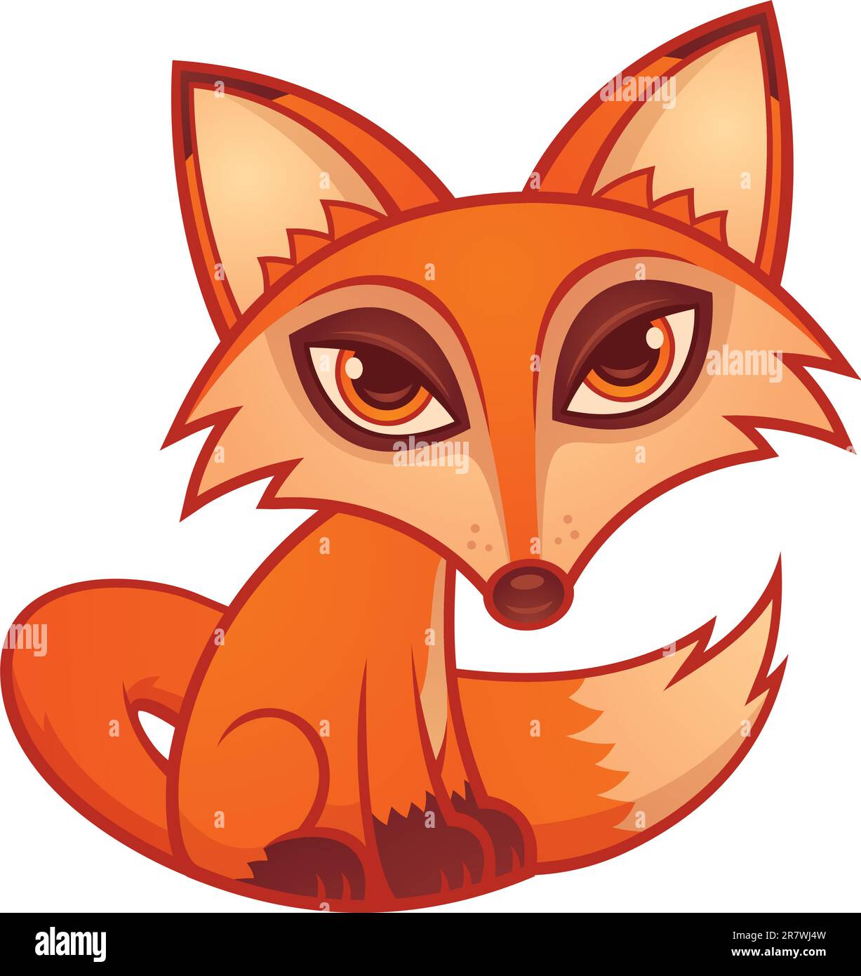 Cartoon Vector illustration d'un mignon petit renard roux. Illustration de Vecteur