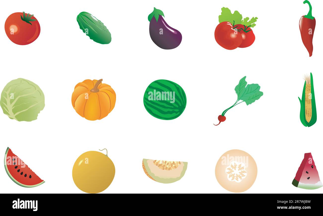 Le grand ensemble des différents légumes Illustration de Vecteur