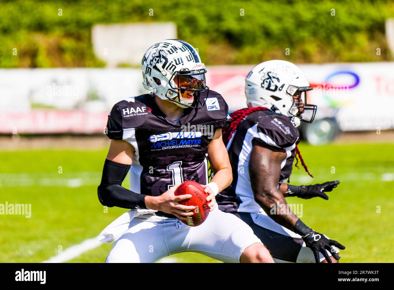 Erima GFL / Ligue allemande de football, Schwäbisch Hall Unicorns - Duc d'Ingolstadt dans la salle Optima-Sportpark Shwaebisch sur 17 juin.2023 Allemagne, ing Banque D'Images