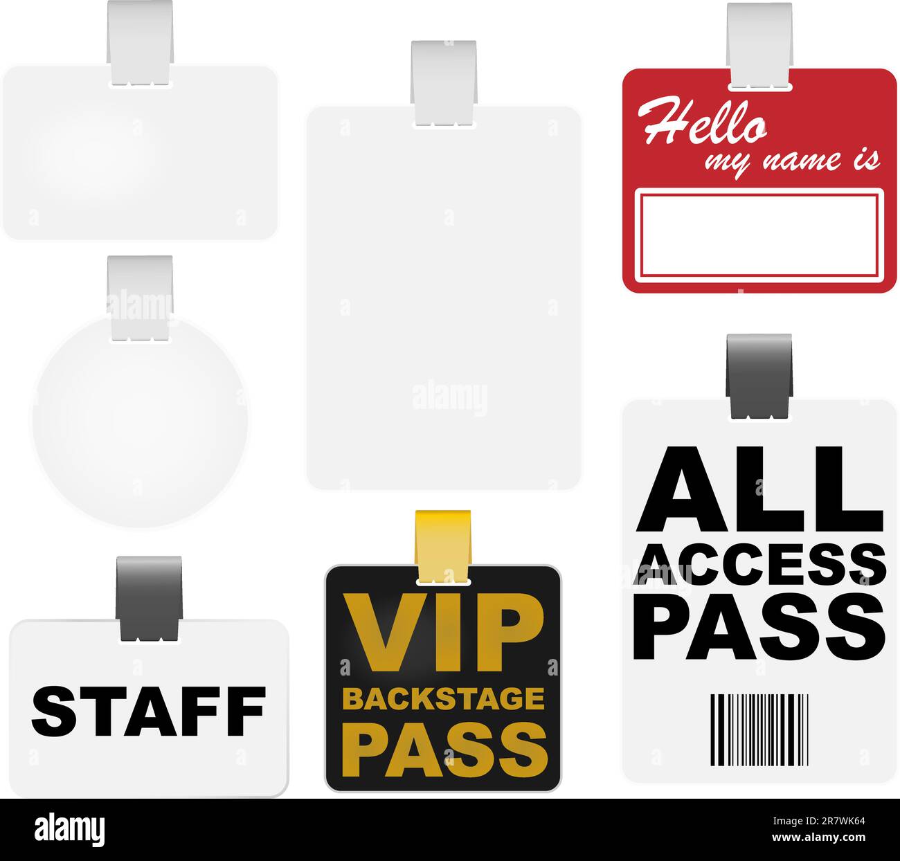Collection de badges - Vierge, passe VIP Backstage et porte-nom Illustration de Vecteur