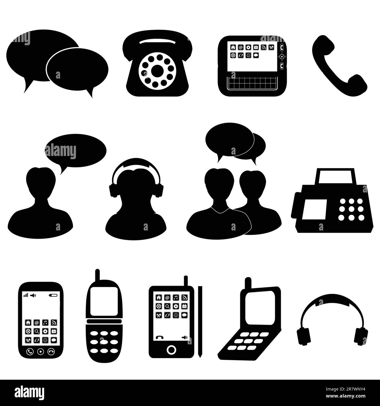Icônes et symboles de téléphone et de communication Illustration de Vecteur