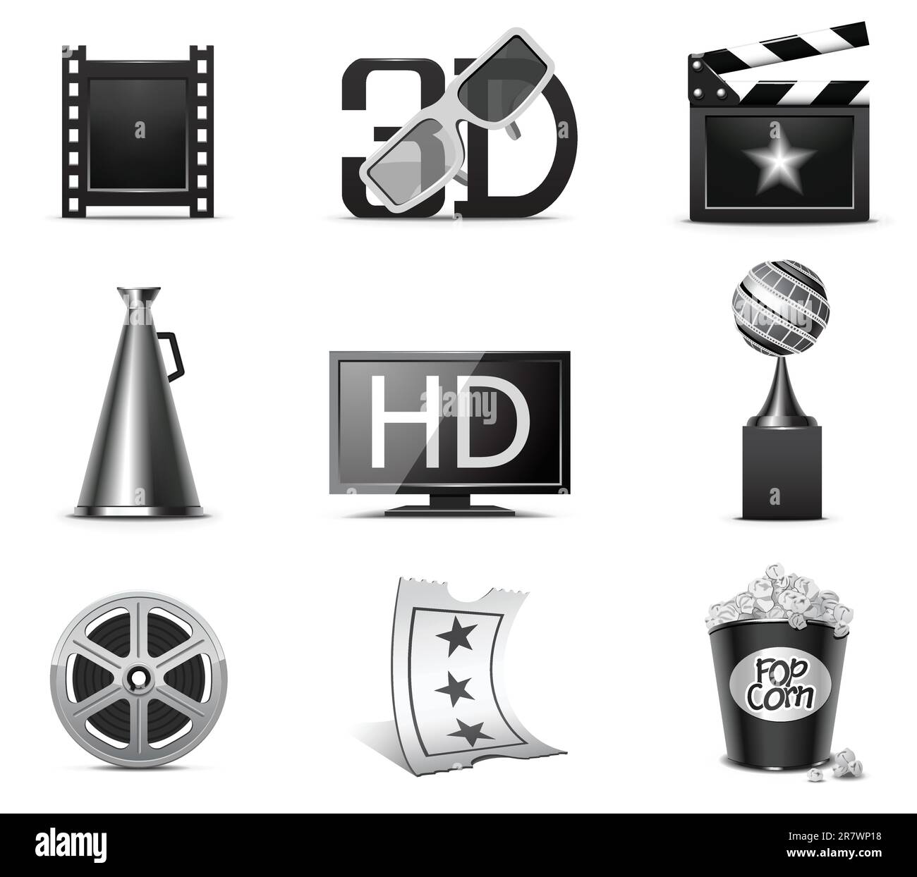 Icônes de film | série B&W. Illustration de Vecteur