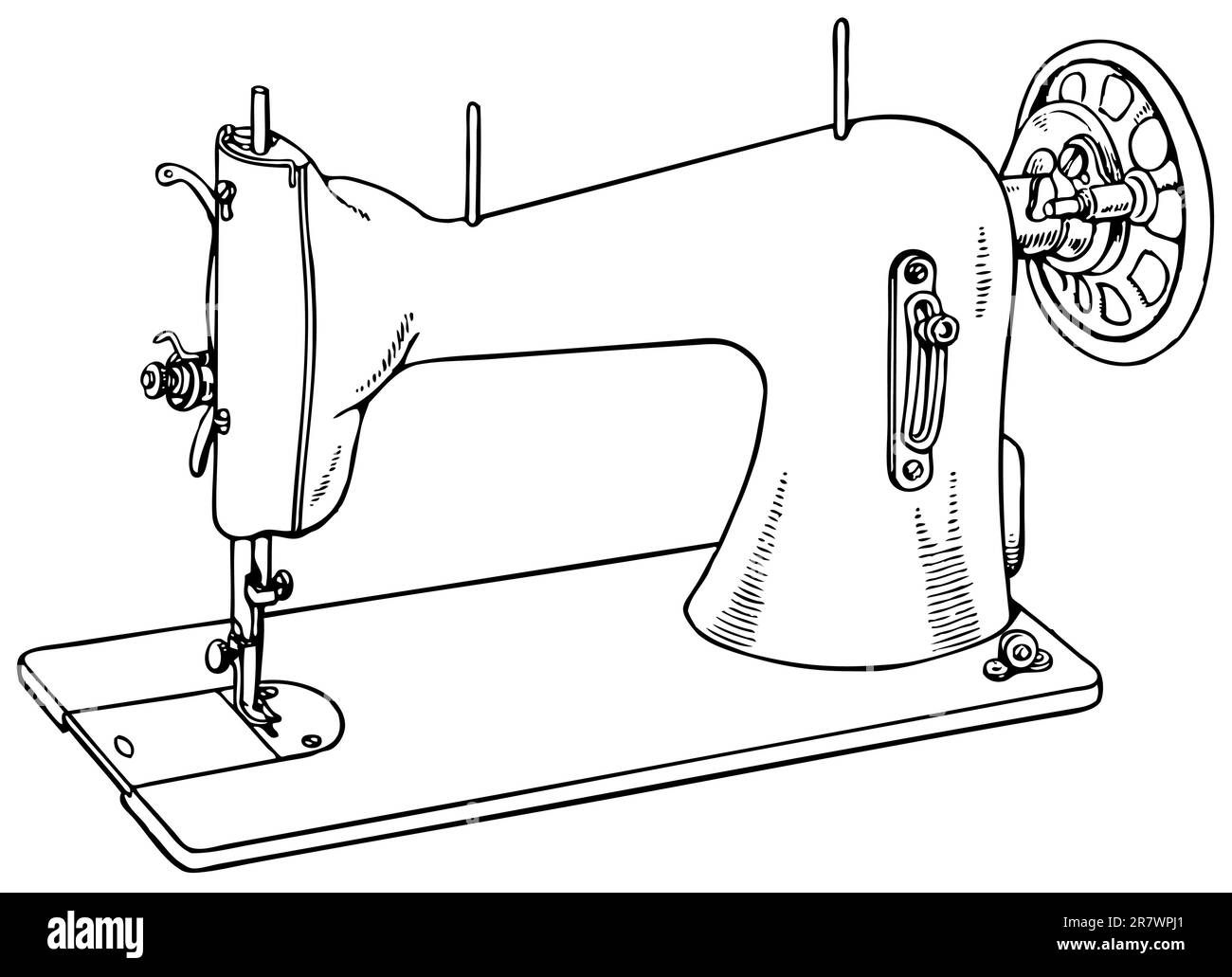 Machine à coudre ancienne isolé sur fond blanc Illustration de Vecteur