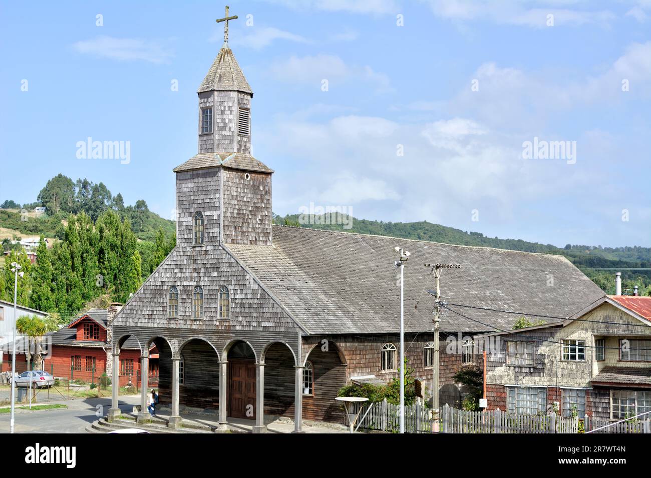 Ancienne église en bois de Santa María de Loreto (Iglesia de Achao / Iglesia Santa María de Loreto), Achao Banque D'Images