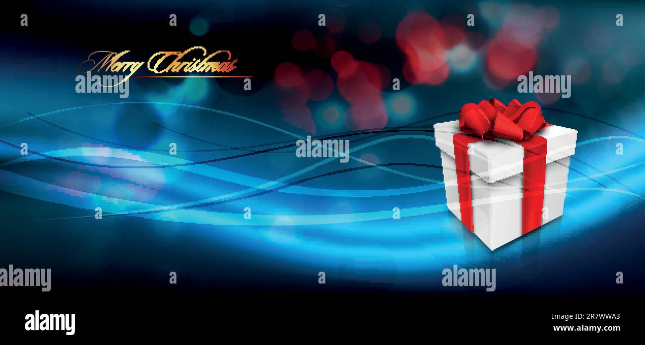 Bannière de Noël avec boîte cadeau et noeud en ruban | EPS10 vecteurs | couches organisées et nommées Illustration de Vecteur