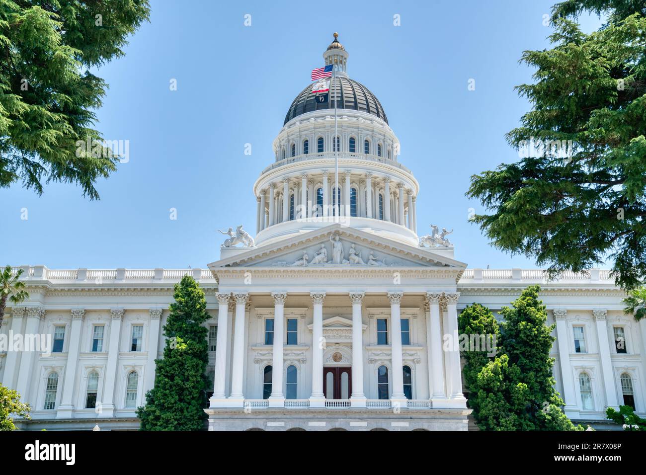 Façade extérieure du bâtiment du Capitole de l'État de Californie à Sacramento Banque D'Images
