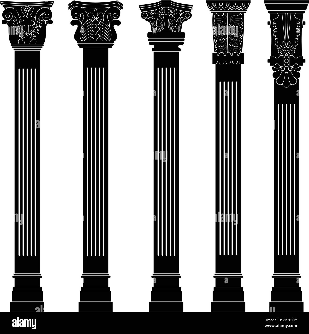 Un ensemble de piliers et de colonnes anciens. Illustration de Vecteur