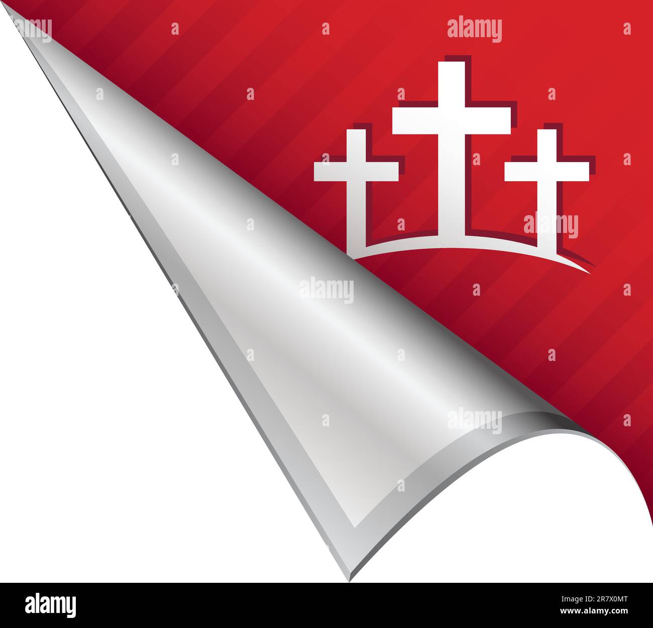 Calgary Christian croix icône sur vecteur angle pelé onglet approprié pour une utilisation dans l'impression, sur les sites Web, ou dans le matériel publicitaire. Illustration de Vecteur