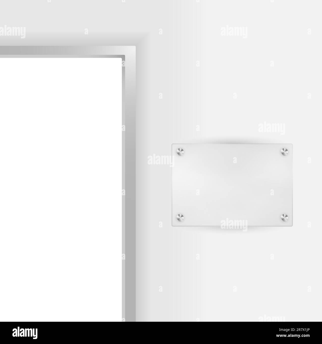 Entrée au bureau - porte ouverte et plaque vierge pour le nom de l'entreprise Illustration de Vecteur