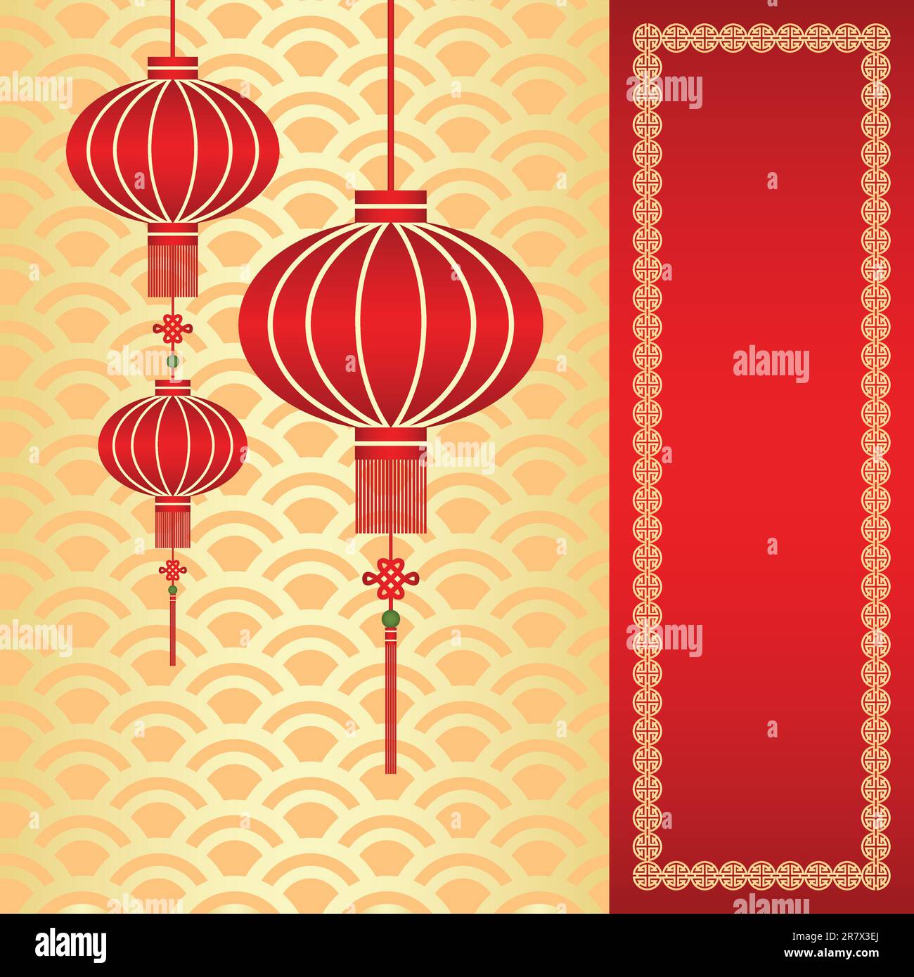 Lanterne chinoise rouge sur fond sans couture Illustration de Vecteur