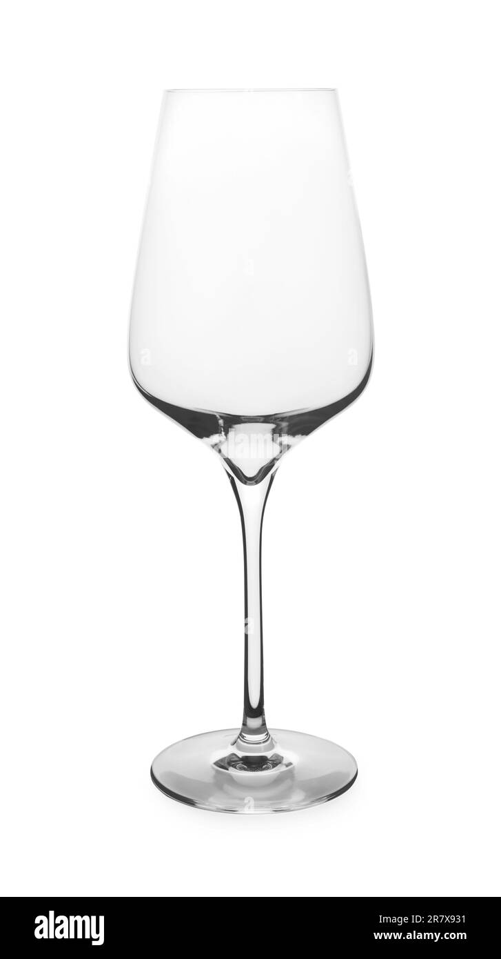 Élégant verre à vin vide propre isolé sur blanc Photo Stock - Alamy