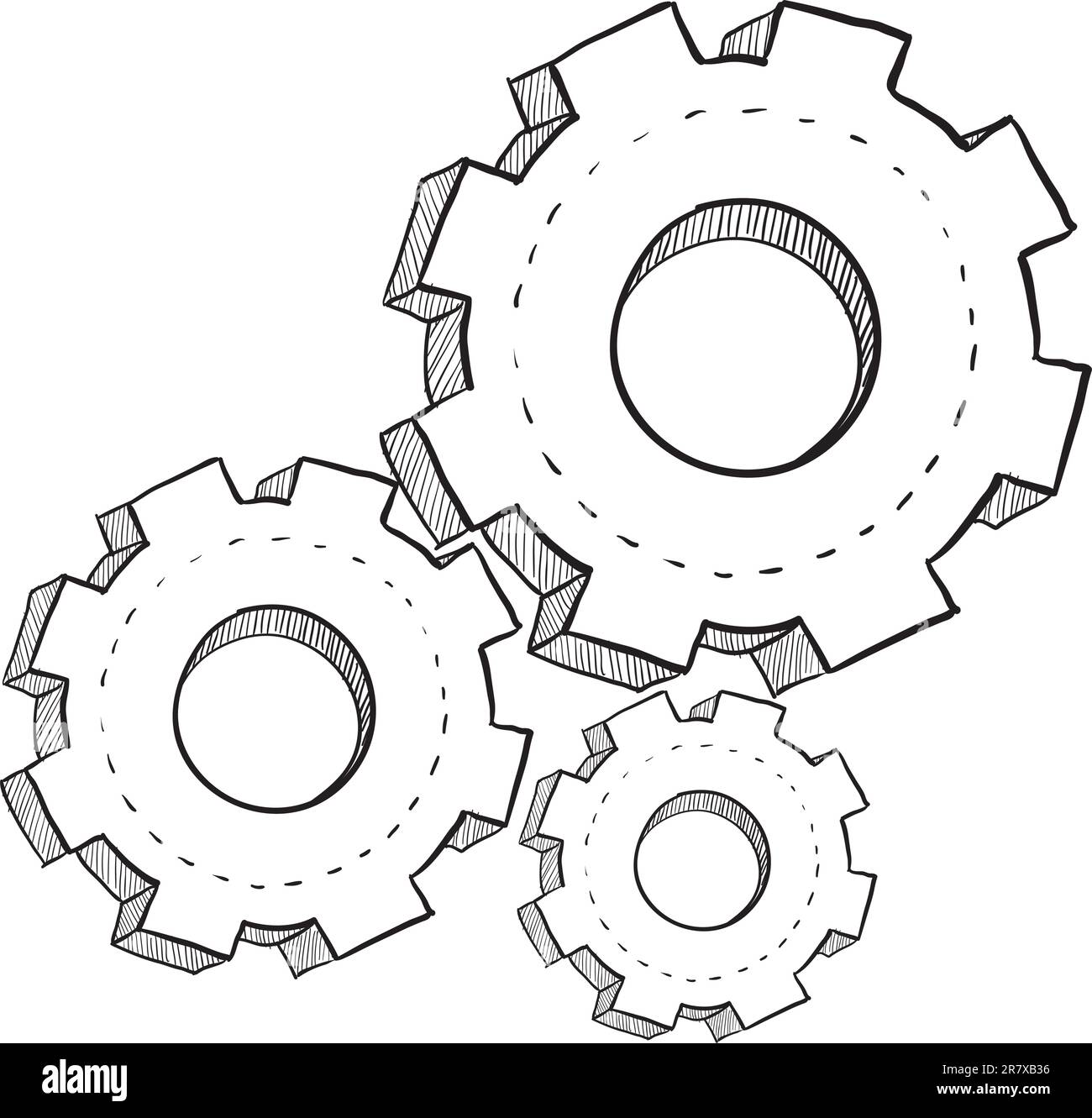 Style Doodle Engrenages, pignons, ou paramètres vector illustration Illustration de Vecteur