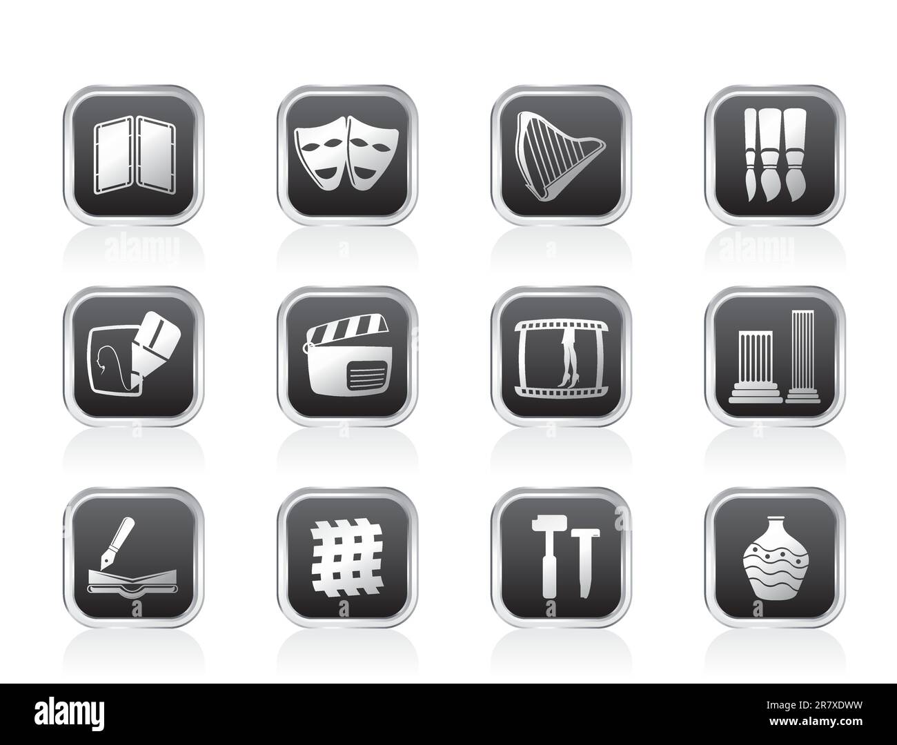 Différents types d'icônes artistiques - ensemble d'icônes vectorielles Illustration de Vecteur