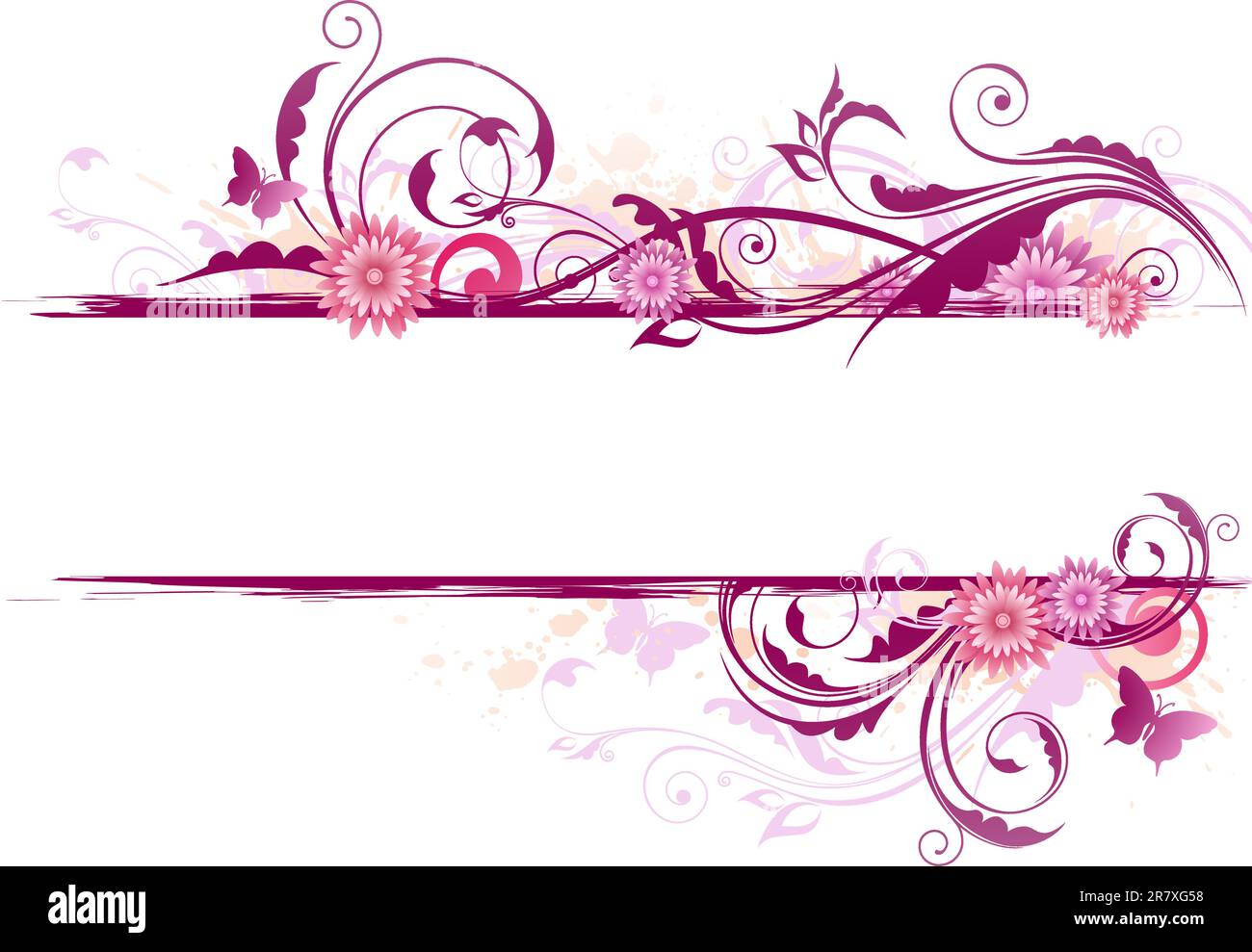 Floral background avec l'ornement et des fleurs roses Illustration de Vecteur