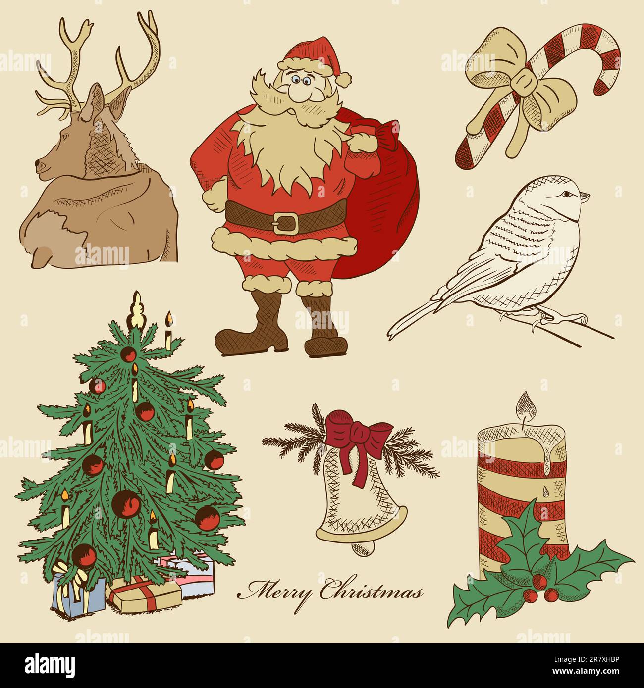 Ensemble de Noël vectorisé à la main Illustration de Vecteur