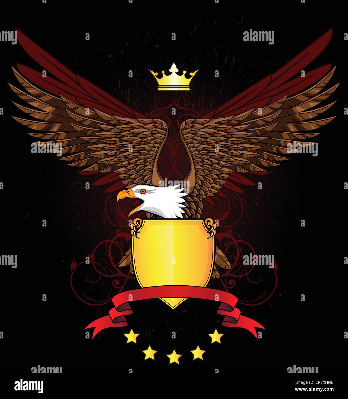 Aigle avec emblème et illustration de bouclier Illustration de Vecteur