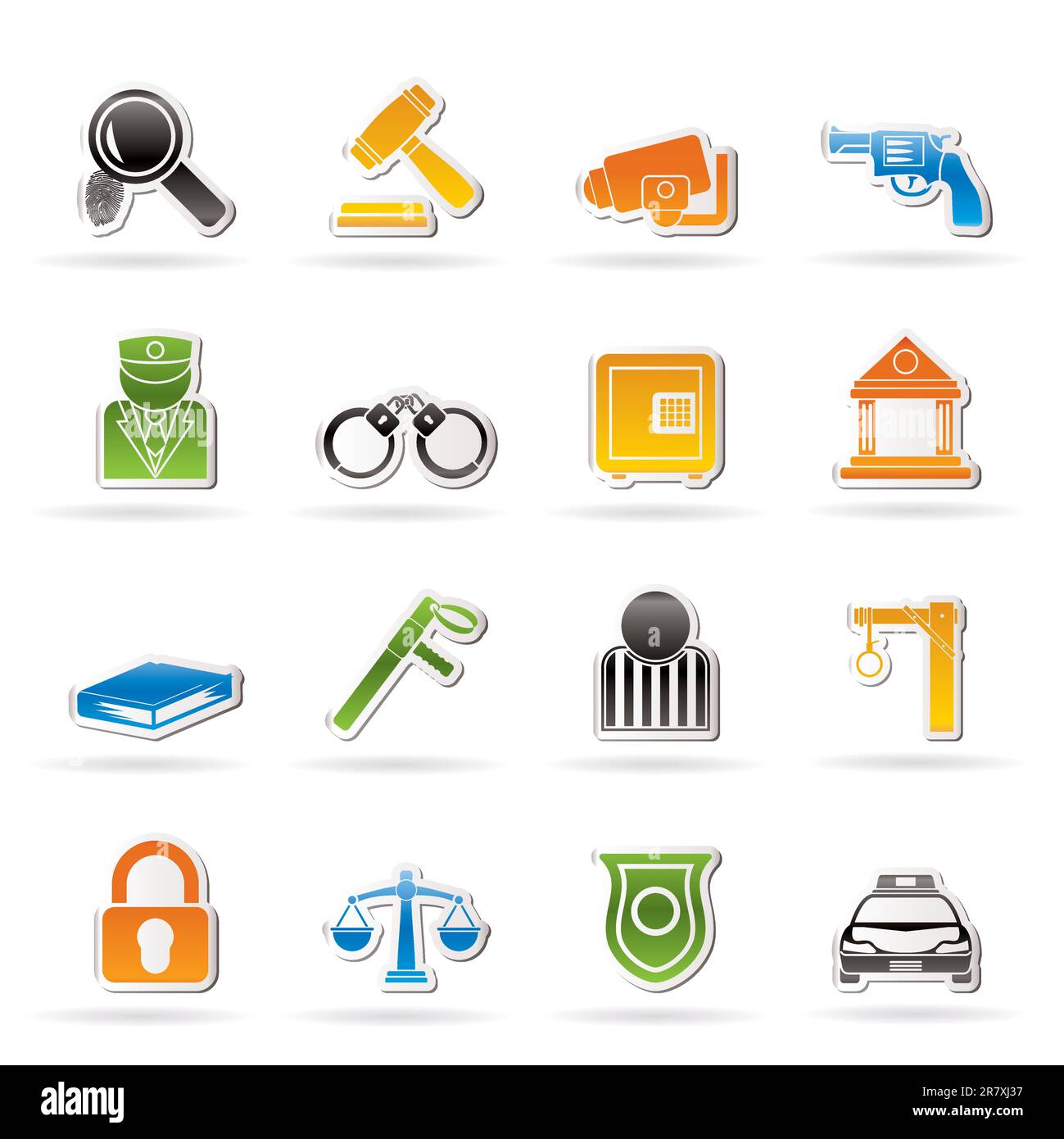 Droit, la police et le crime icons - vector icon set Illustration de Vecteur