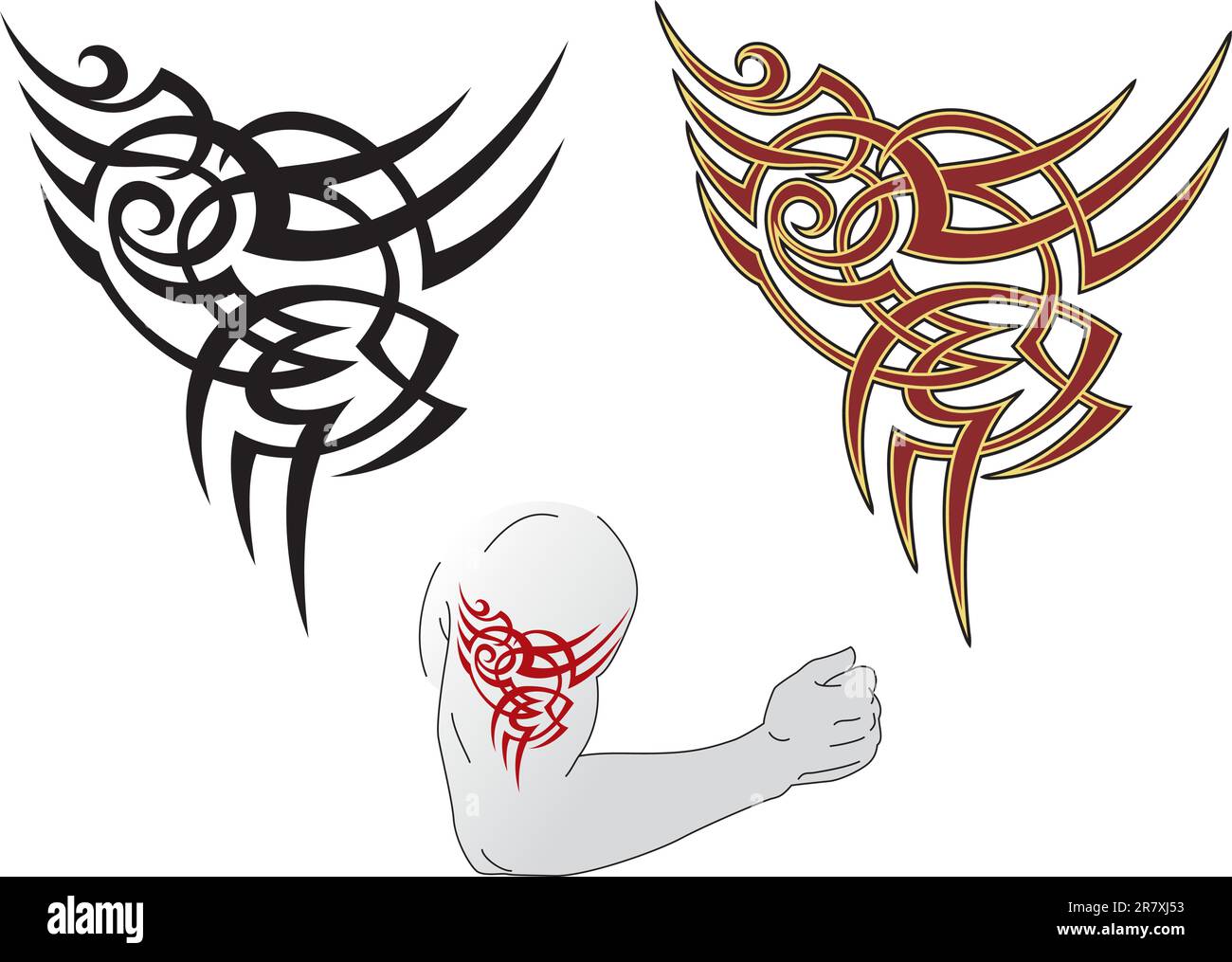 Les motifs tattoo de style maori s'ajustent à l'épaule. Illustration de Vecteur